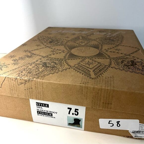 Free People Mel Leather Slouch Boot in Black  Size 7.5 NIB - Picture 15 of 15